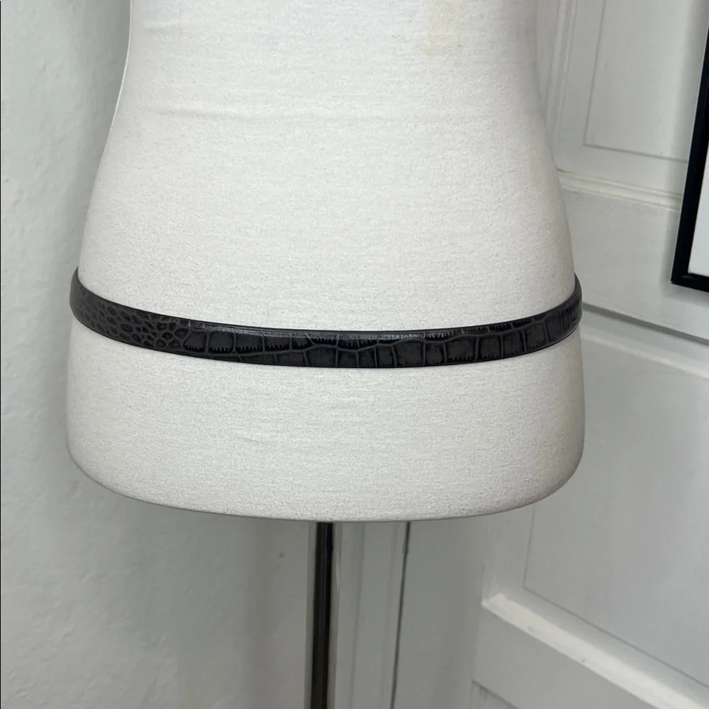 Talbots Gray & Black Leather Croc Embossed Belt Size M